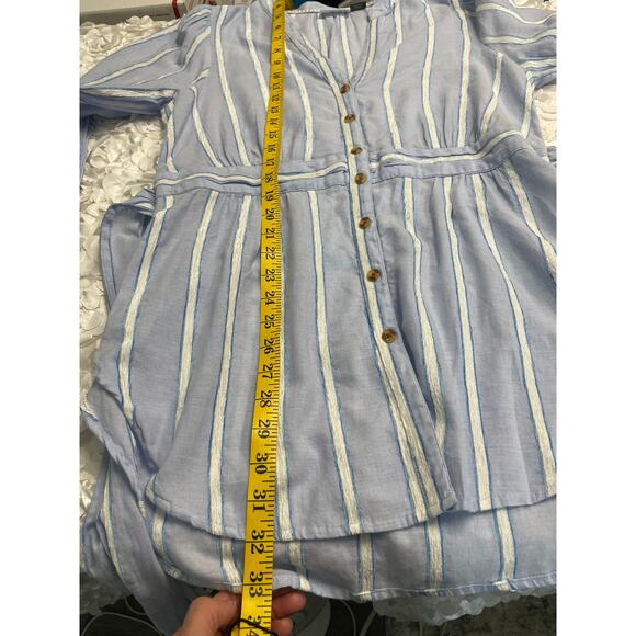 Anthropologie Building 18 Blue Striped South Seas Tunic Shirt with Tie Size 12 - Picture 8 of 9